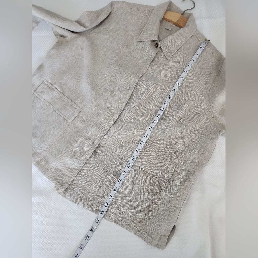 Jones New York Beige Linen-Blend Button-Up Jacket - Picture 6 of 12